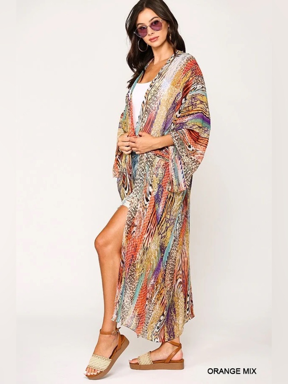 Women's Multicolor Beach Kimono Cover-Up